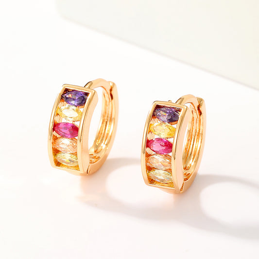 2023 Luxury Jewelry Trend Gold Color Hoop Earrings for Women Luxury High Quality colour Natural Zircon Wedding Party Jewelry